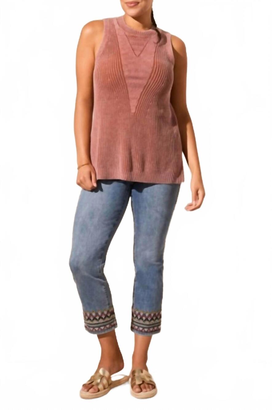NEW TRIBAL sleeveless tunic top in terracotta